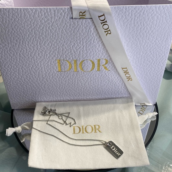 Dior Dog Tag Pendant Necklace, Gift Bag and Gift Box - Picture 1 of 9
